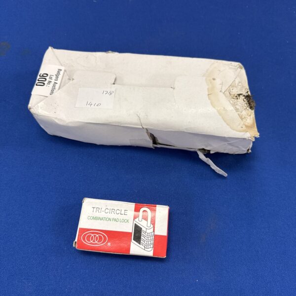 Vintage Tri-circle combination padlocks in original packaging.