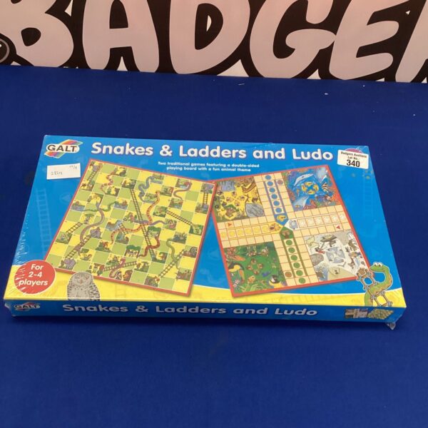 Vintage Galt Snakes and Ladders & Ludo board game with colourful illustrations.