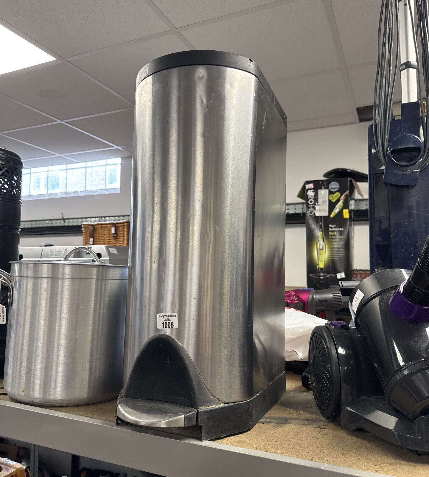 Stainless steel effect kitchen pedal bin - has cosmetic marks