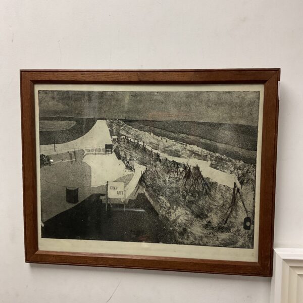 Vintage etching of dramatic coastal erosion and landscape.