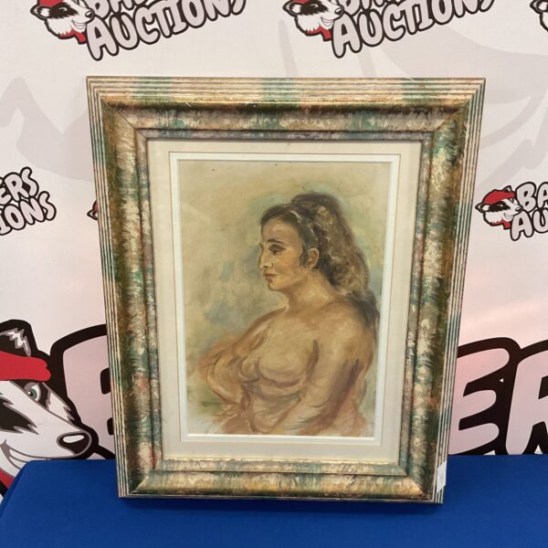 Stella Steyn oil painting of a seated nude figure in a decorative frame.