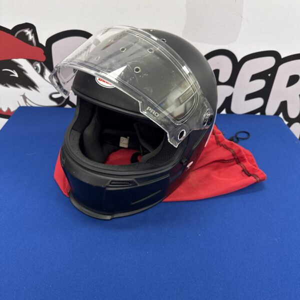 XL Bell motorcycle helmet, showing signs of wear and use.
