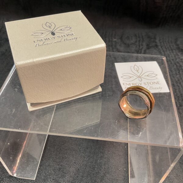 Silver spinner ring size S with rotating band.
