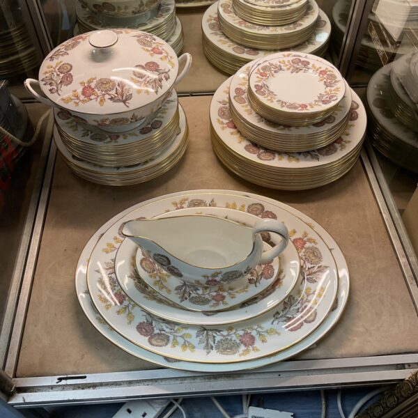 Vintage Wedgwood Lichfield dinner service with floral pattern.