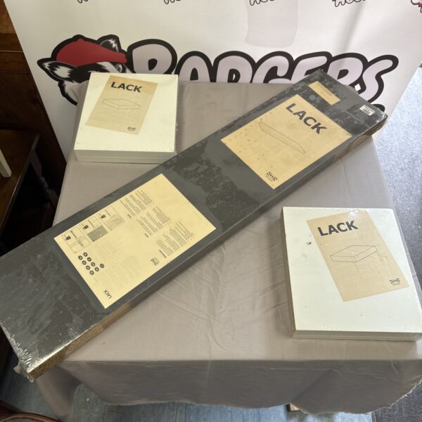 New Ikea Lack floating shelves in original packaging.