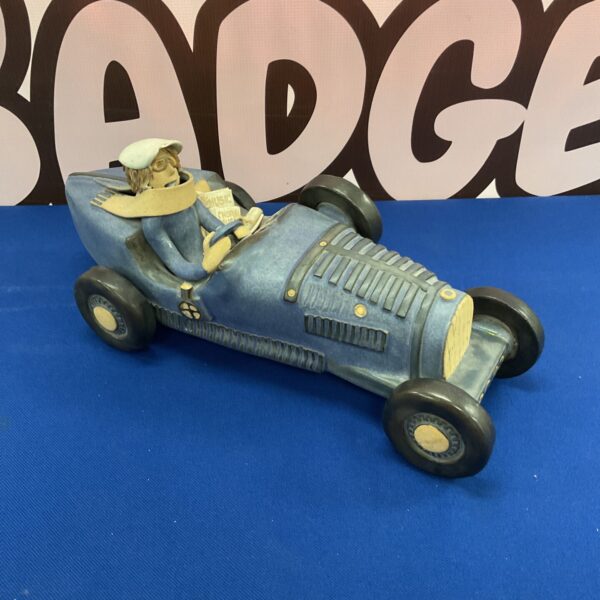 Handmade pottery Bugatti sculpture by Ann & John Farquharson.
