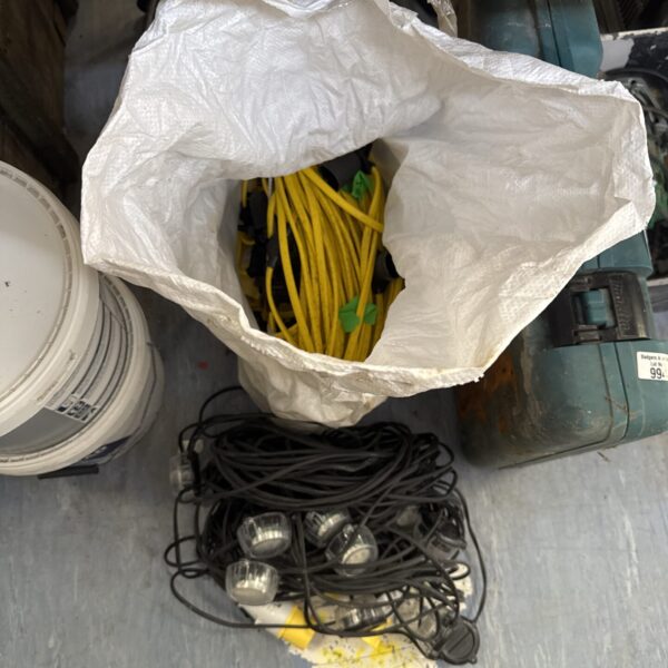 Two reels of 110v festoon lights - one LED, one standard bulbs (no bulbs fitted)