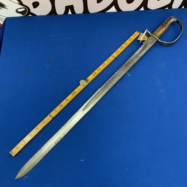 British 1879 Artillery Sword Bayonet with ruler for scale.