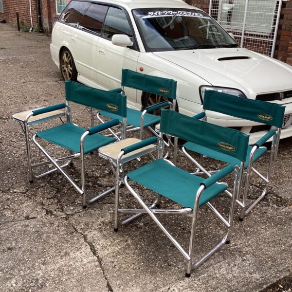 Vintage Wild Gear folding camping chairs in a lot of four.