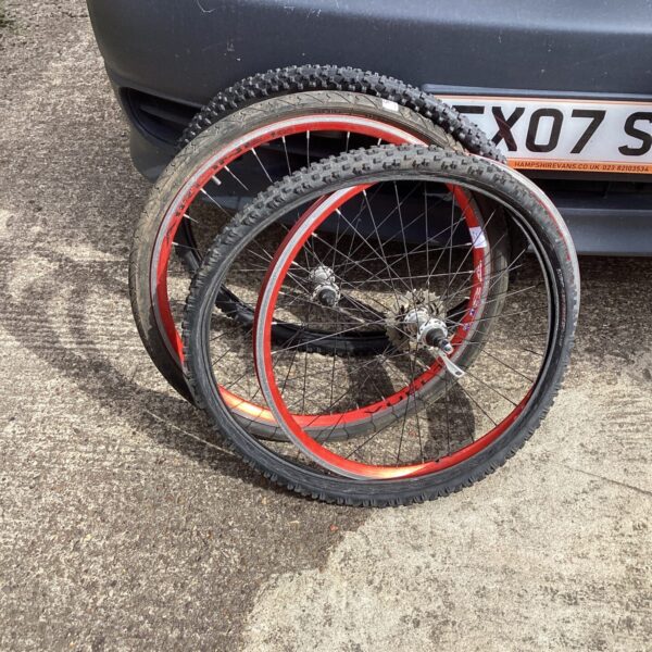 Used bike wheels and tyres for sale, mountain bike style.