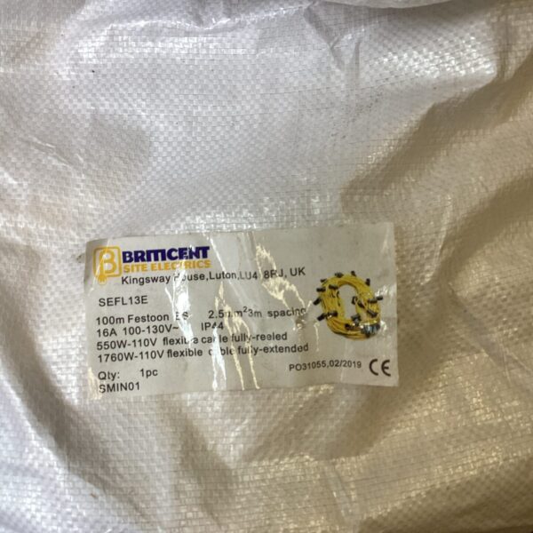 Briticent SEFL13E 100m festoon lighting cable in used condition.