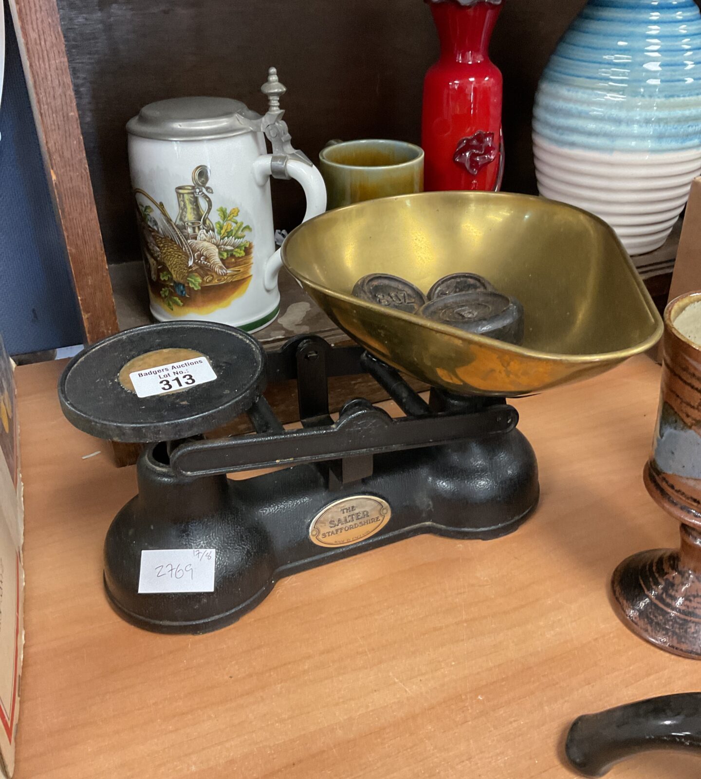 The salter Staffordshire scales with weights