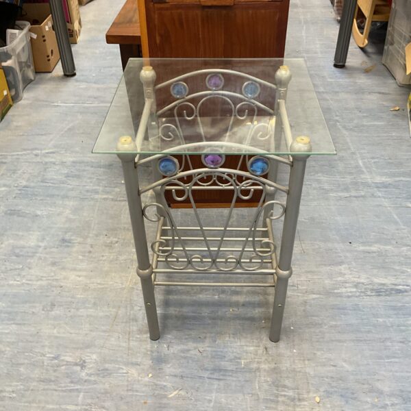 metal framed glass topped table