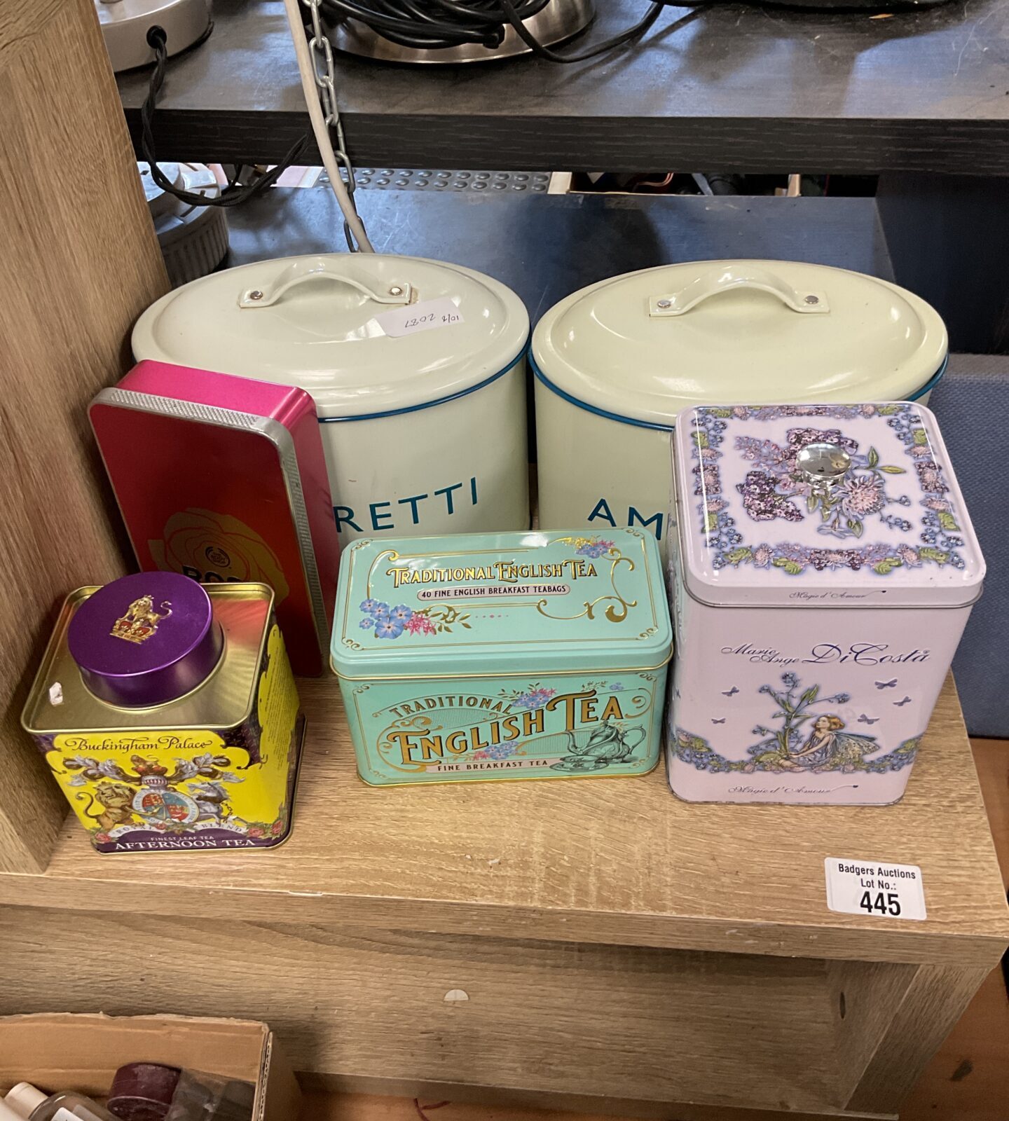 Selection of empty tins inc rose