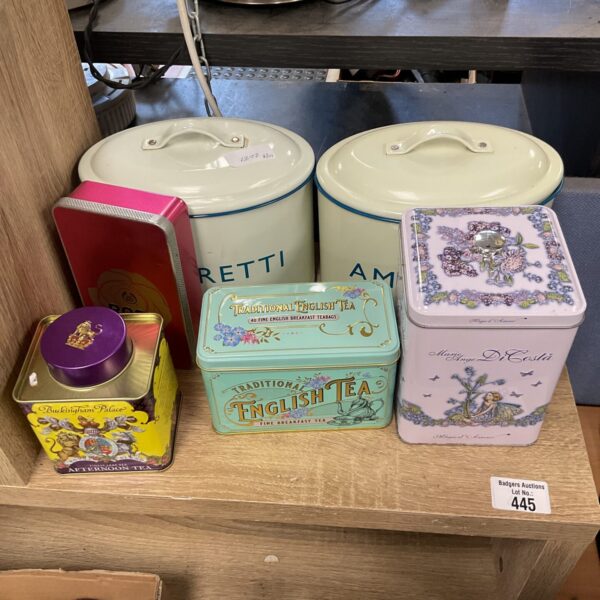 Selection of empty tins inc rose