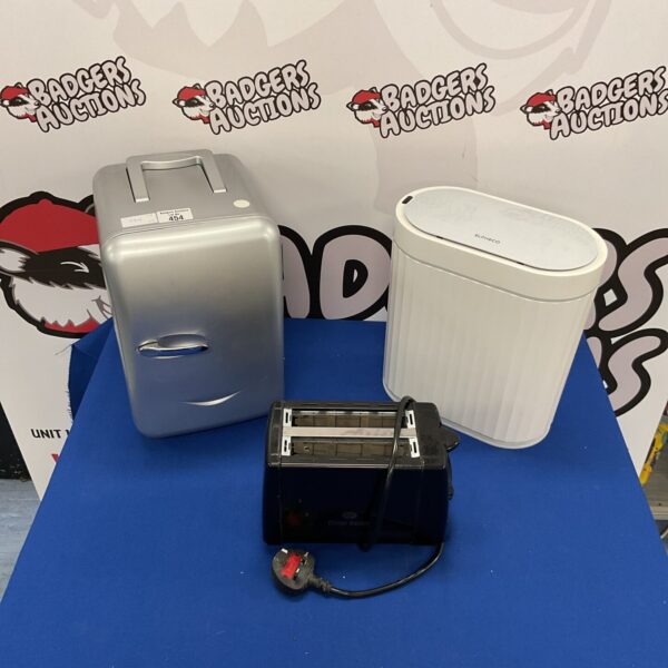 mini fridge, smart bin & toaster