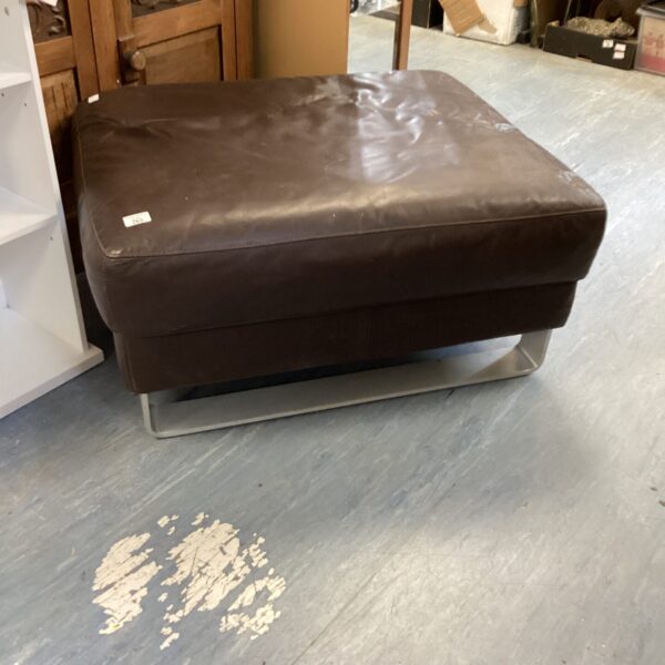 Leather Topped Large Stool