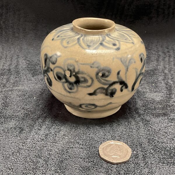 Antique Chinese floral jarlet from the Ming Dynasty, circa 1480.