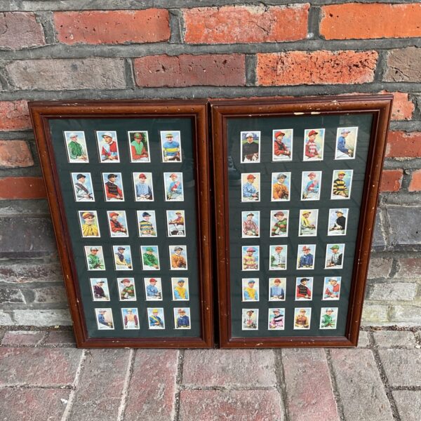 Two framed sets of gallaher ltd horse racing jockey cigarette cards