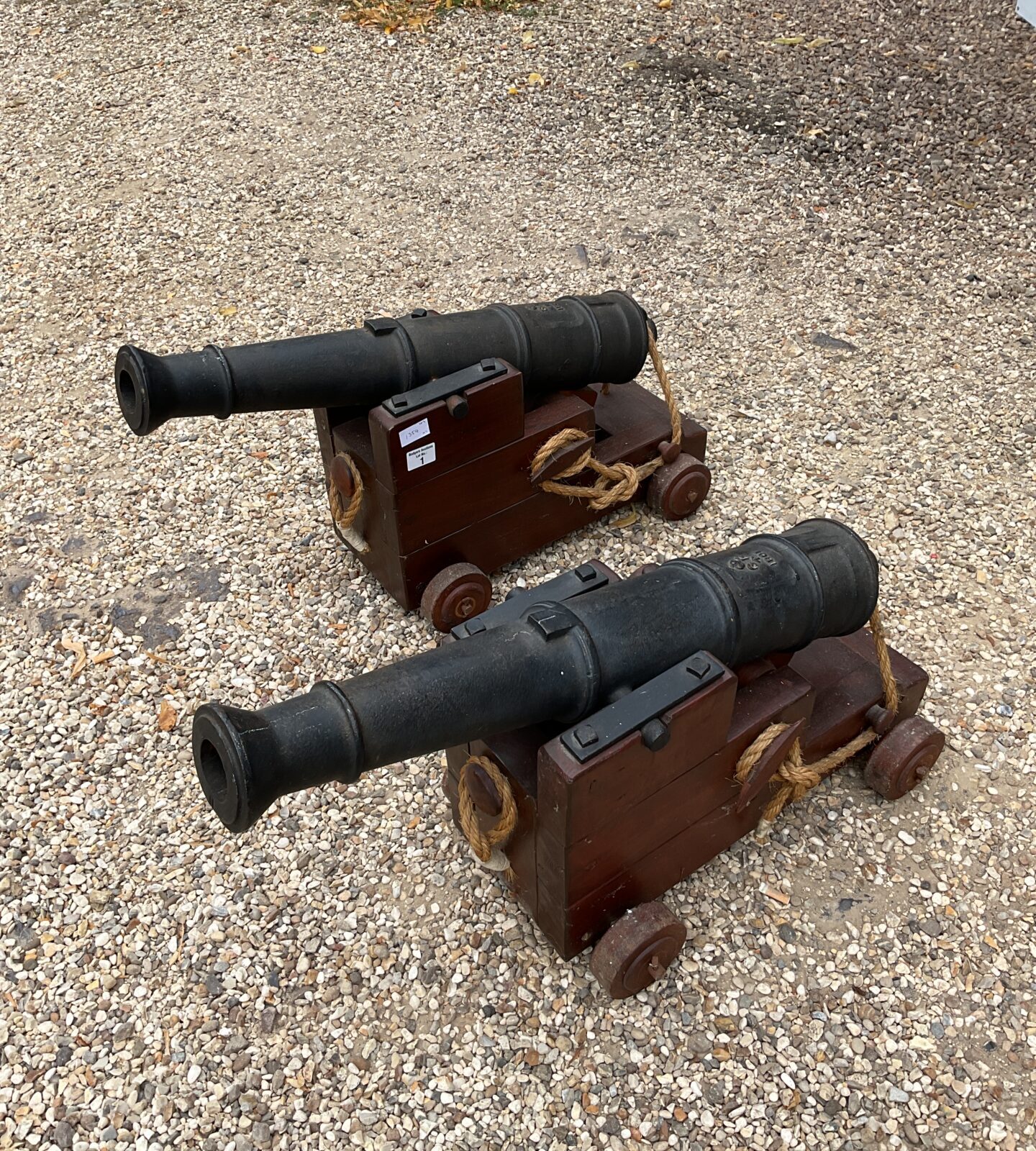 Pair of reproduction 1801 cast iron cannons