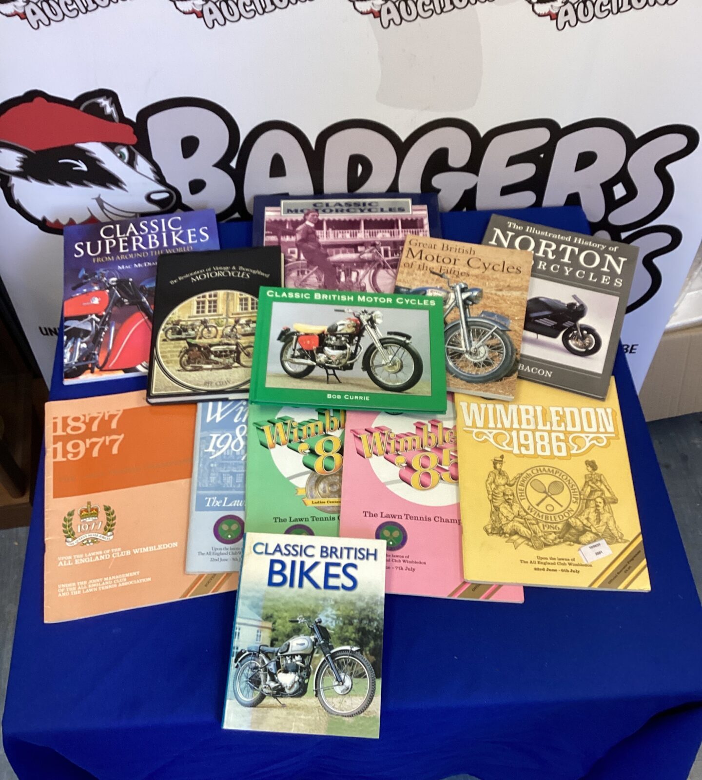 Selection of Motorcycle Books and Wimbledon Programmes