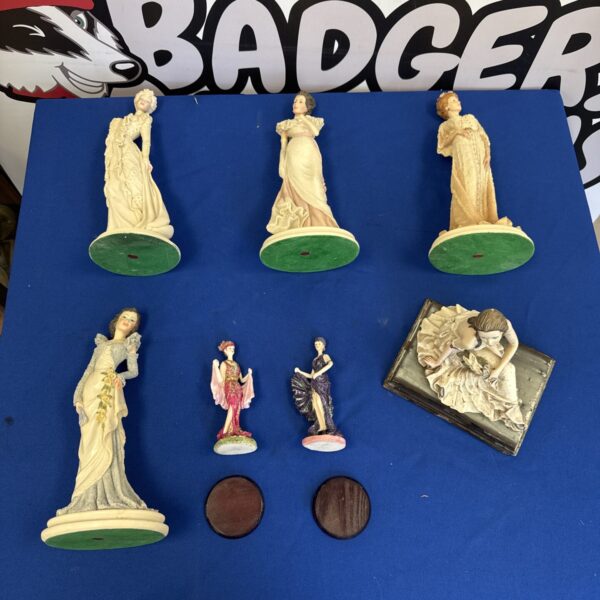 Vintage Italian resin sculptures of elegant ladies for collectors.