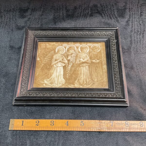 Antique angel lithograph plate in a period frame, circa 1890.