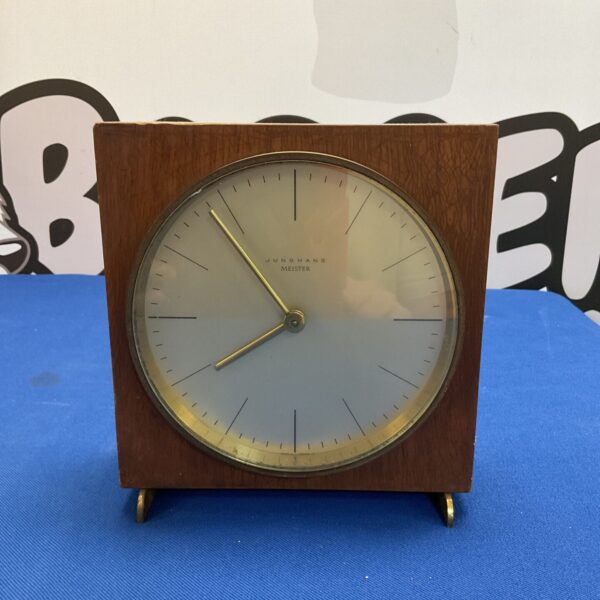 Vintage Junghans Meister clock with minimalist design.