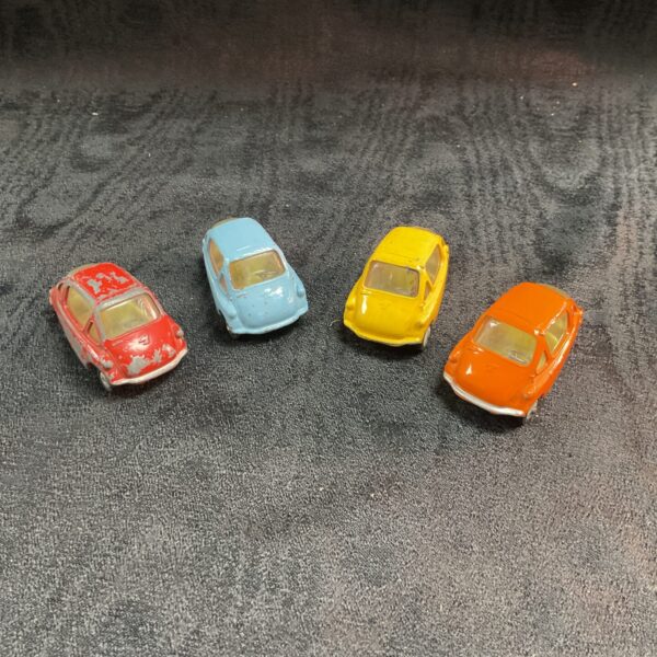 Vintage Corgi Henkel Bubble Cars lot of four diecast toys.