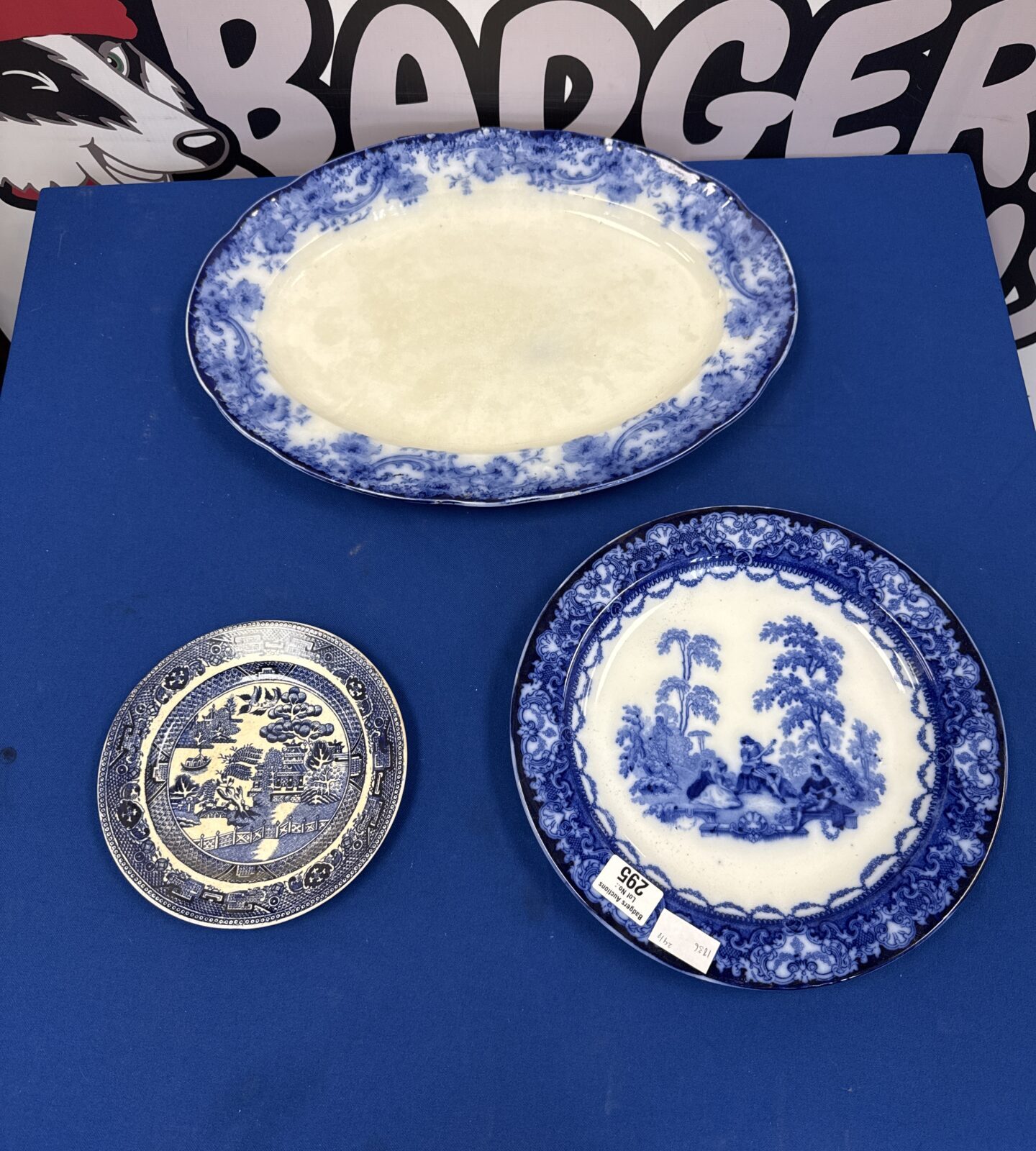 Three blue & white China plates inc doulton & Melrose