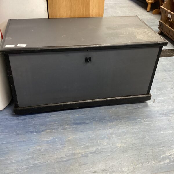 Grey & black wooden storage trunk