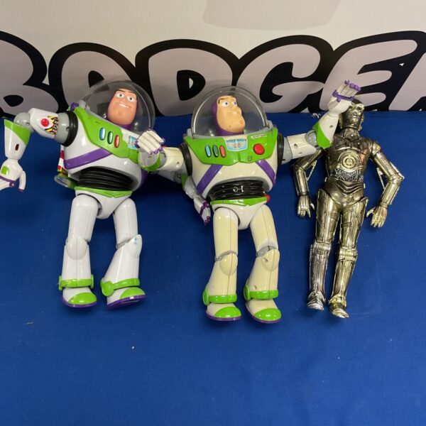 Thinkway Toys Buzz Lightyear and Lucasfilm CP3PO toy figure lot.