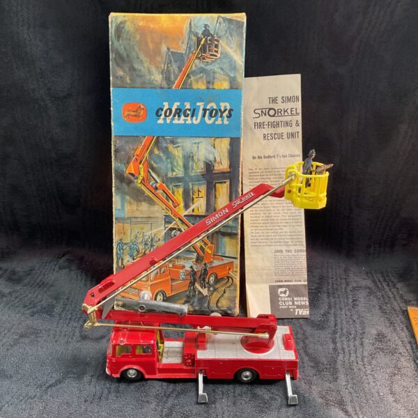 Vintage Corgi Simon Snorkel fire engine in original box.