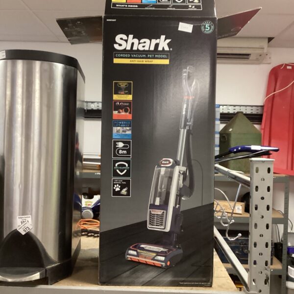 Shark corded vacuum cleaner in as-found condition, ideal for cleaning.