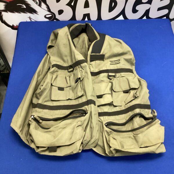Vintage Shakespeare fishing gilet with multiple pockets.