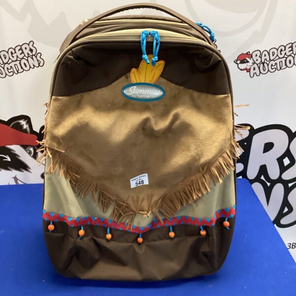 Vintage Sammies Samsonite rucksack with colourful detailing.