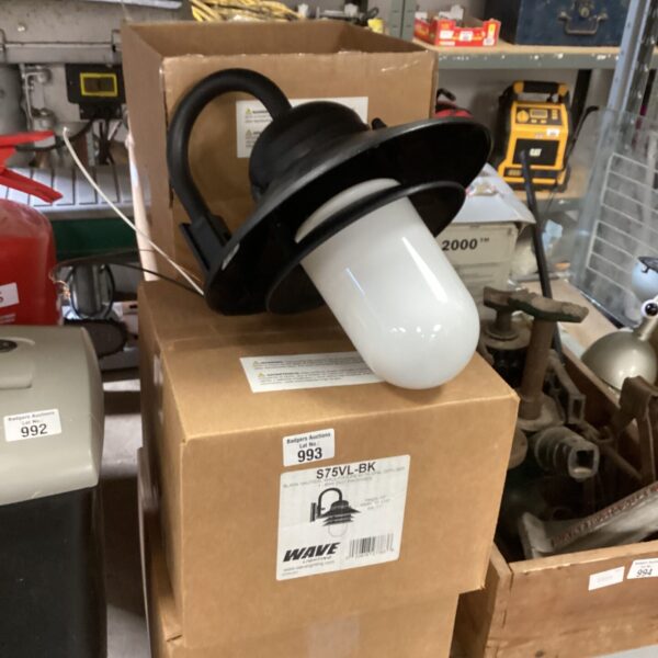 Black Wave S75VL-BK exterior light in original packaging.