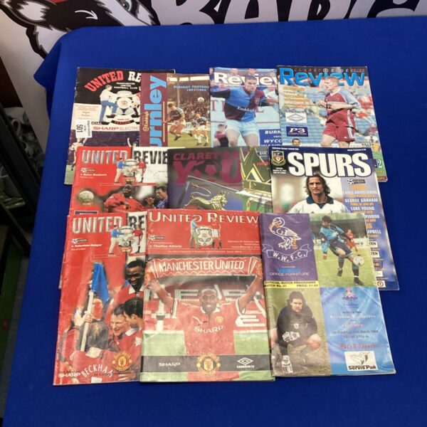 Vintage football programmes bundle featuring Manchester United and Spurs.
