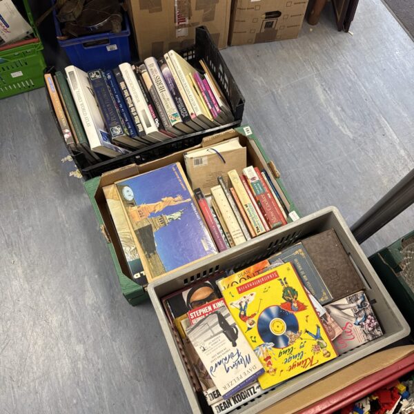 Three crates of assorted books