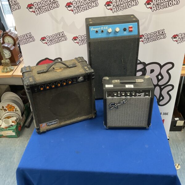 Frontman 10G amp, Hohner international panther amp, and Compact 15 SS amp