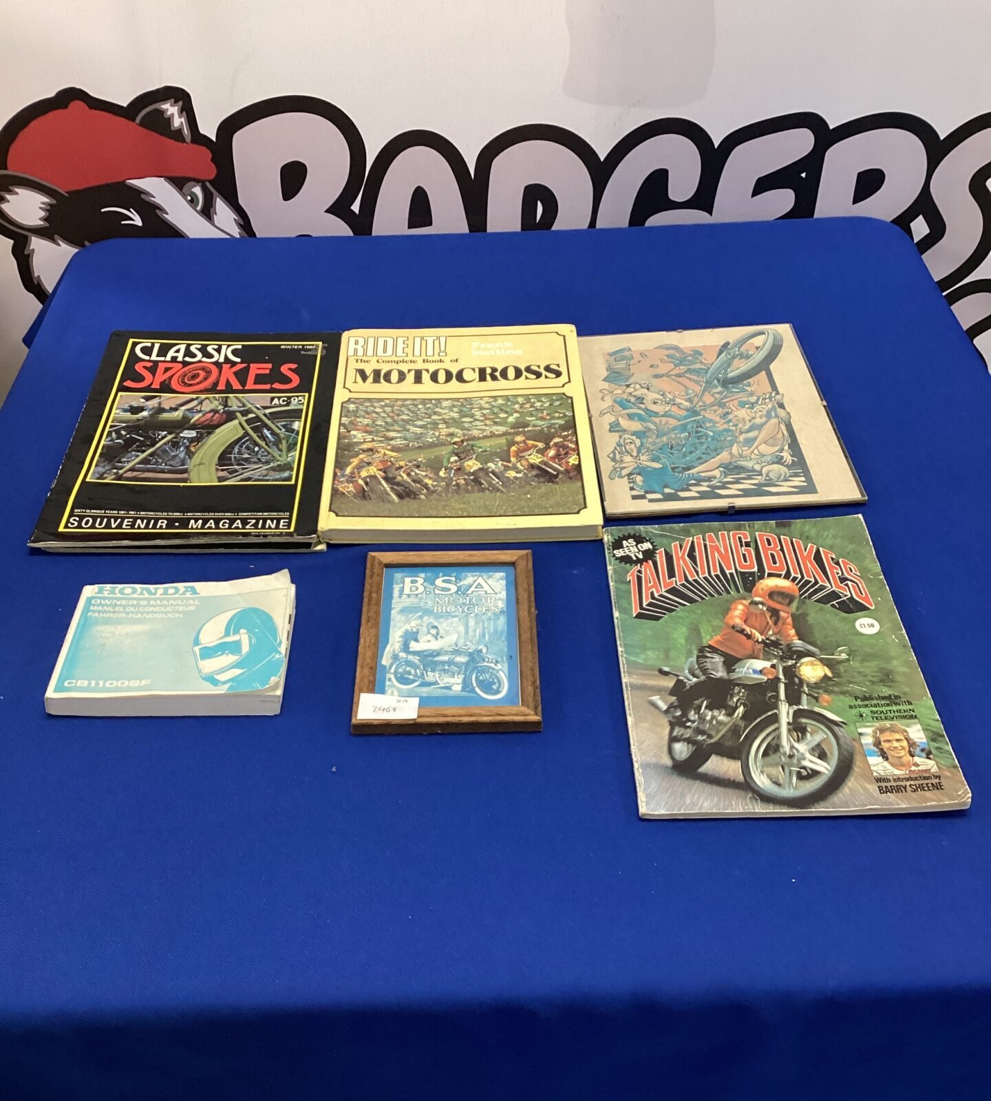 Small bundle of motorcycle books & magazines inc talking bikes, small B.S.A motorcycle picture
