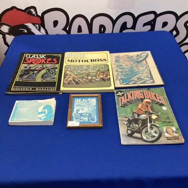 Small bundle of motorcycle books & magazines inc talking bikes, small B.S.A motorcycle picture