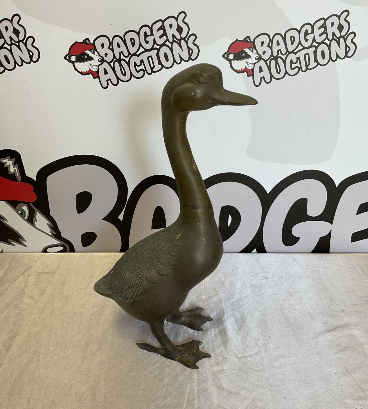 Large 14” tall brass duck