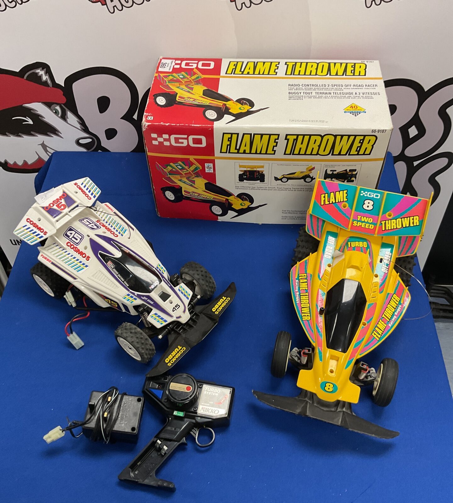 Two radio control cars flame thrower in box and Cosmo5