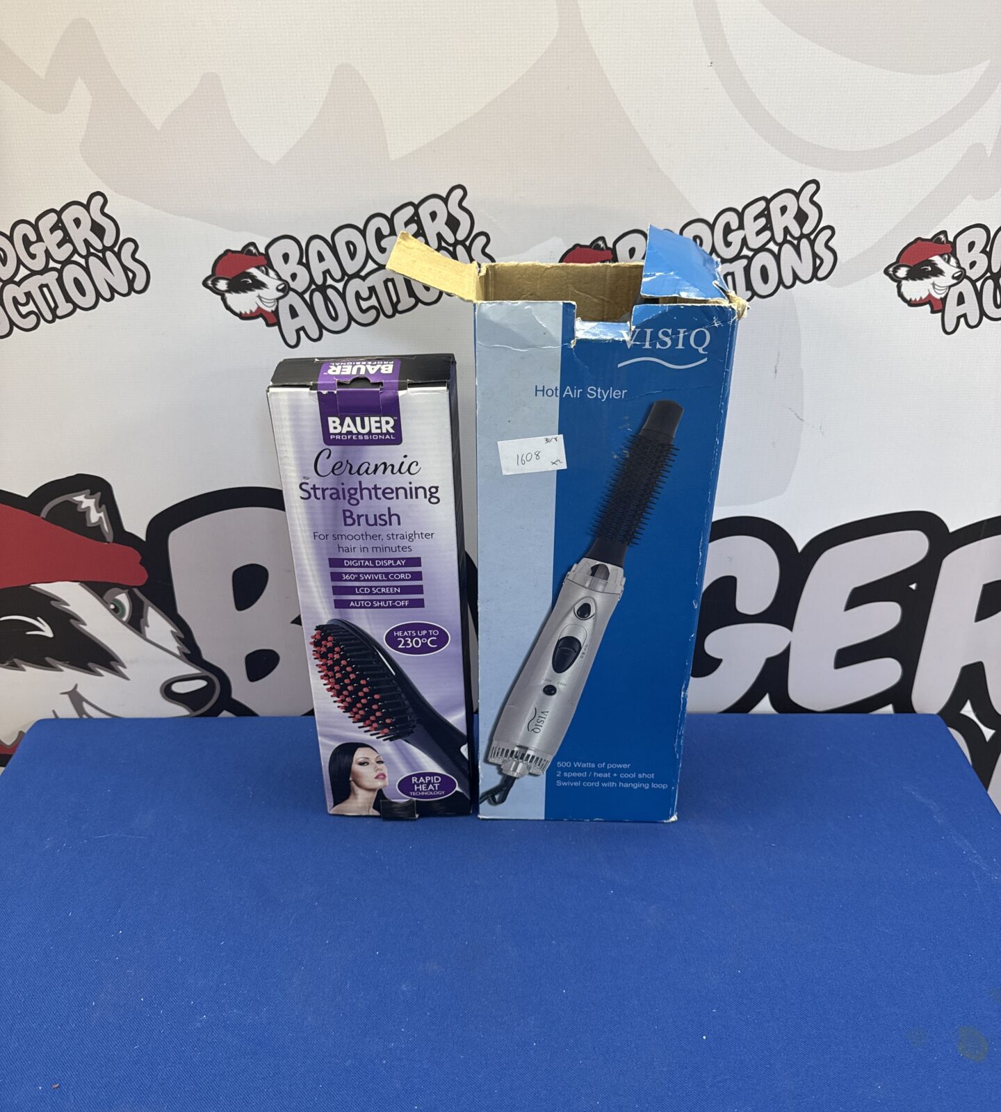 Visiq hot air styler & bauer professional ceramic hair straightening brush