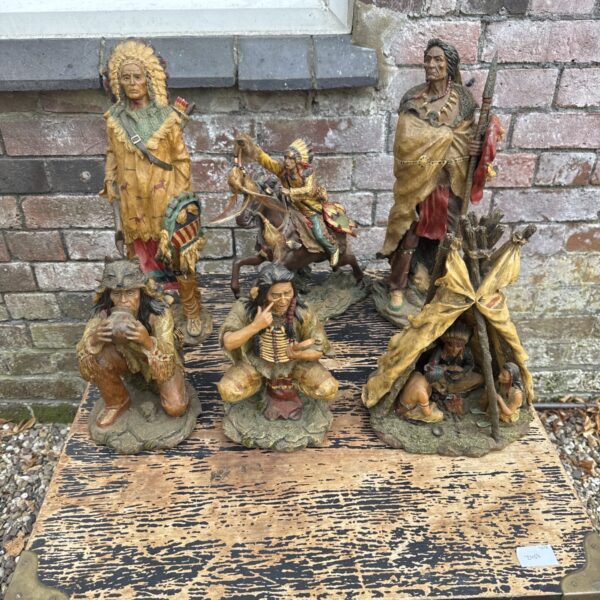 Lot of six large Native American resin sculptures for collectors.