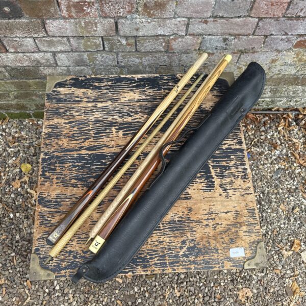 Pair of vintage Riley pool cues with case.