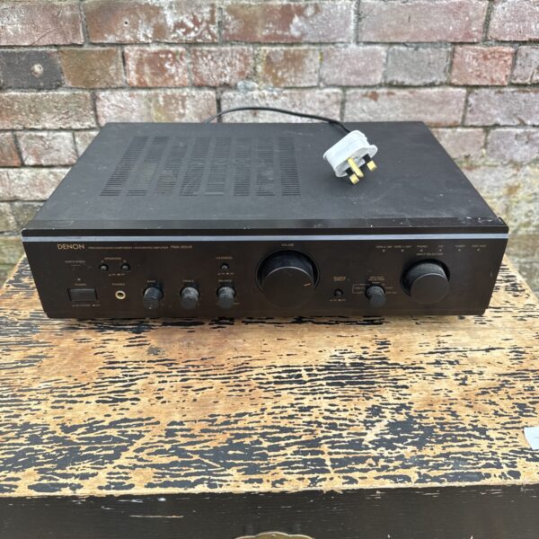 Vintage Denon PMA-355UK amplifier in black finish.