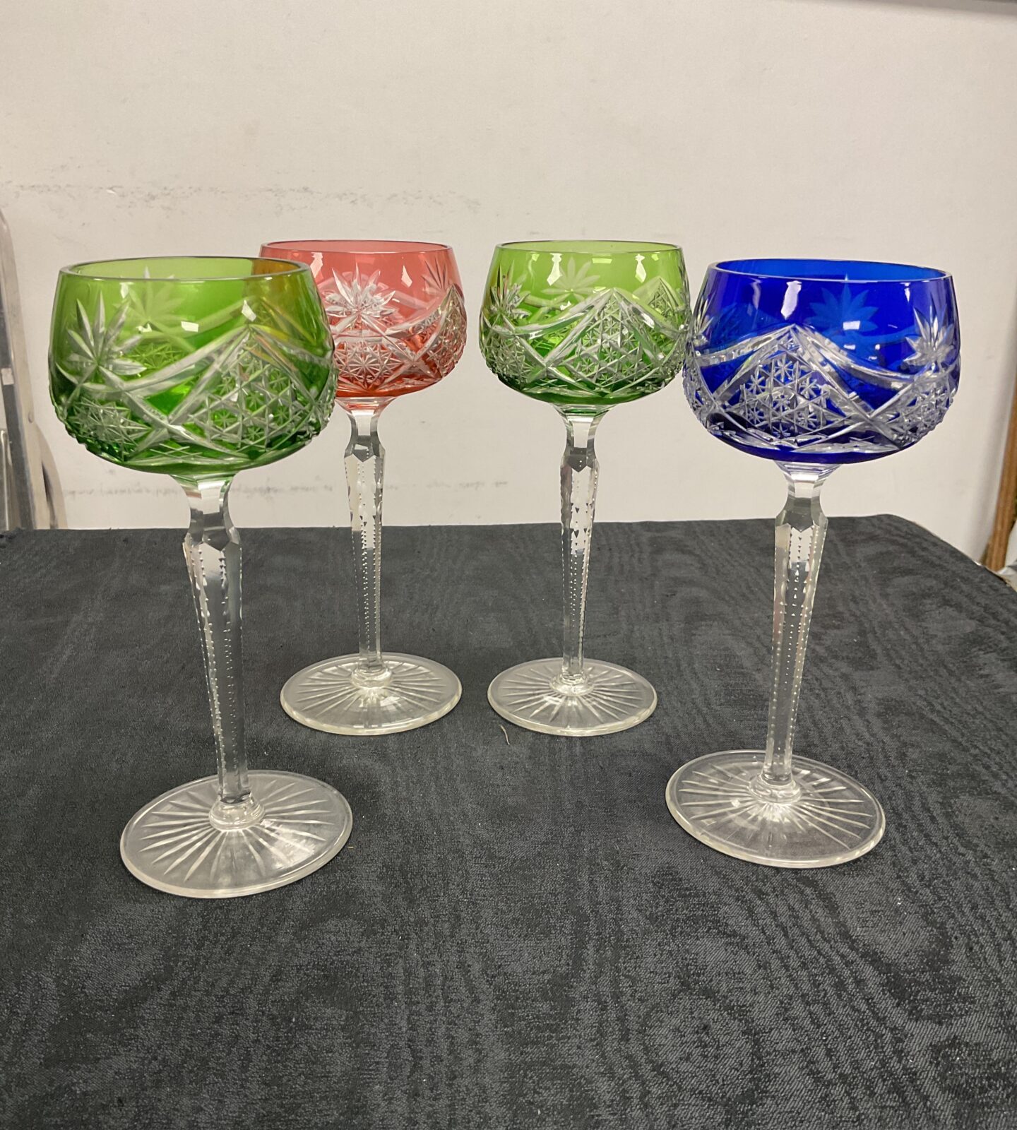 Four Cut crystal wine glasses