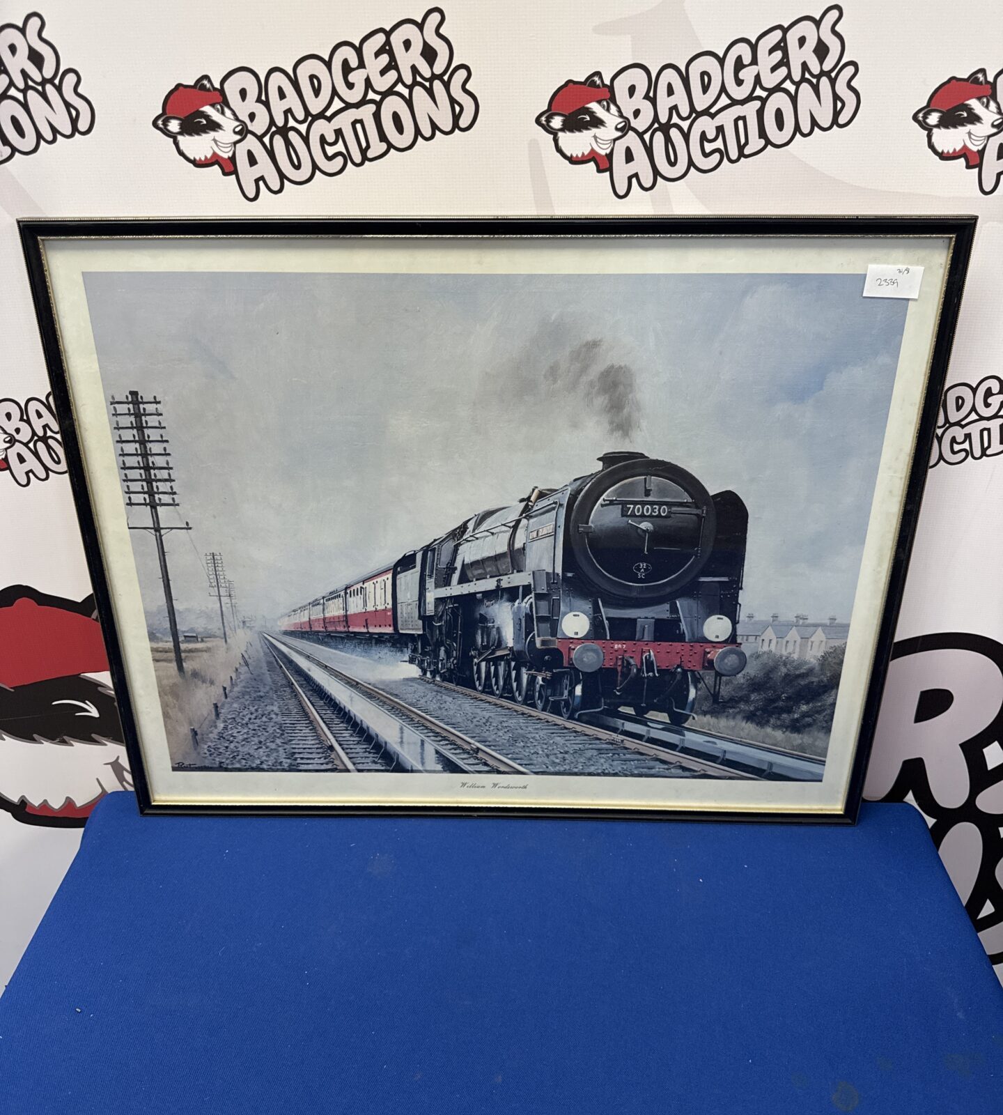 Framed print of the William Wordsworth locomotive signed Root 1981